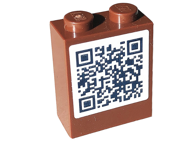 Lego Brick 1 x 2 x 2 with Inside Stud Holder with QR Code on White Background Pattern (Sticker) - Set 41703