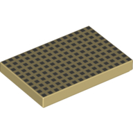 Lego Tile 2 x 3 with Dark Tan Squares print
