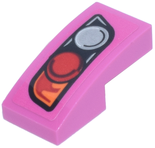 Lego Slope, Curved 2 x 1 x 2/3 with Silver and Red Taillights and Orange Blinker Pattern Model Right Side (Sticker) - Set 77241