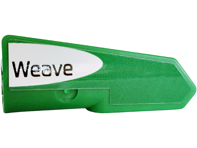 Lego Technic, Panel Fairing #22 Very Small Smooth, Side A with Black 'Weave' (CoreWeave) on White Background Pattern (Sticker) - Set 42240 / Green