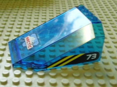 Lego Windscreen 8 x 6 x 3 Wedge with Arctic Logo on Front and 73 Pattern on Sides (Stickers) - Set 6573 / Trans-Dark Blue