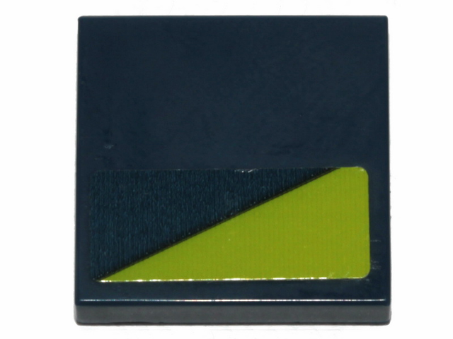 Lego Tile 2 x 2 with Lime Triangle on Dark Blue Background Pattern (Sticker) - Set 70835