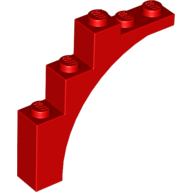 Lego Brick Arch 1 x 5 x 4 [Irregular Bow, Raised Underside Cross Supports] / Red