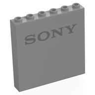 Lego Panel 1 x 6 x 5 with Dark Bluish Grey 'SONY' Print
