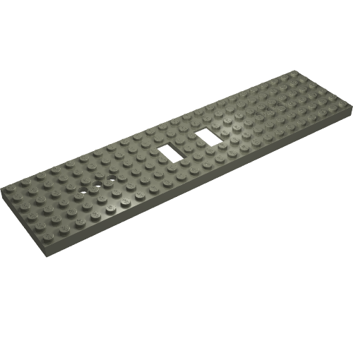 Lego Vehicle Base, Train 6 x 24 with Two 1 x 2 Cutouts and 3 Round Holes Each End / Dark Gray
