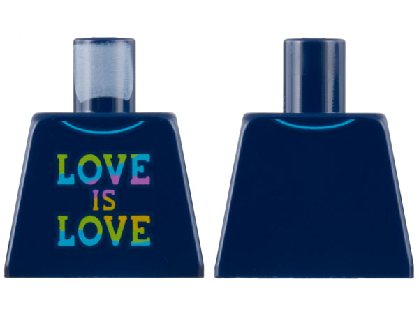 Lego Torso Collared Shirt, Rainbow 'LOVE IS LOVE' Pattern / Dark Blue
