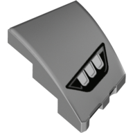 Lego Brick Wedged, Curved 3 x 2 with Stud Notch Left with 3 White Headlights in Black Frame print