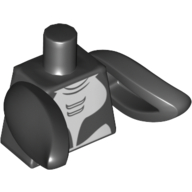 Lego Torso Orca with White Ventral Patch Print, Black Fins / Black