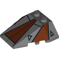 Lego Brick Wedged, Sloped 4 x 4 Triple, Stud Notches with Sith Nightspeeder Print / Dark Bluish Gray