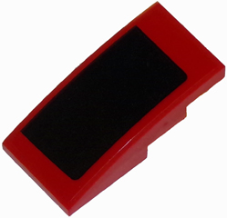 Lego Slope, Curved 4 x 2 with Thick Black Stripe on Red Background Pattern Model Right Side (Sticker) - Set 75874