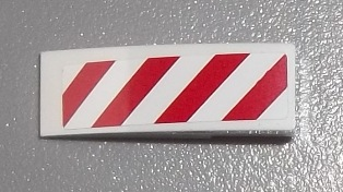 Lego Slope, Curved 3 x 1 with Red and White Danger Stripes Pattern Model Left Side (Sticker) - Set 60003