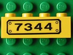 Lego Brick 1 x 4 with Black '7344' Pattern (Sticker) - Set 7344