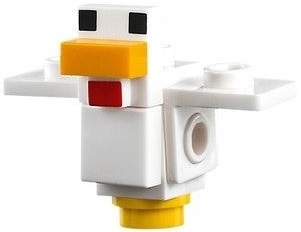 Lego Minecraft Chicken, Wings Spread, Yellow Feet (Thick Neck Bracket) - Brick Built