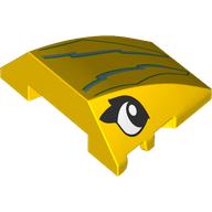Lego Brick Wedged, Curved 4 x 3 No Studs with White/Black Eyes, Sand Green Lightning Strikes Print / Yellow
