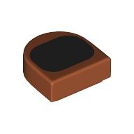 Lego Tile Round 1 x 1 Half Circle with Black Rounded Oval Print / Dark Orange