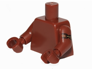 Lego Torso Plain / Reddish Brown Arm Left with Black and Dark Tan Band Pattern / Reddish Brown Arm Right / Reddish Brown Hands