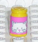 Lego Scala Accessories Jar Jam / Jelly, Pink Label with White Cat Face Pattern (Sticker) - Set 5944