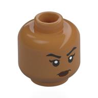 Lego Minifig Head Nefertari Vivi, Black Eyebrows, Dark Red Lips, Neutral Smile / Stern Stare / Medium Nougat