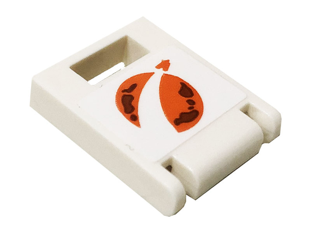 Lego Container, Box 2 x 2 x 2 Door with Slot with Orange City Mars Exploration Logo Pattern (Sticker) - Set 60225 / White