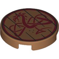 Lego Tile Round 2 x 2 with Wooden Planks, Dark Red Dragon Print