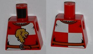 Lego Torso Castle Kingdoms Lion Head Quarters with Belt Front and Back Pattern / Red