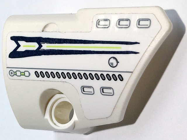 Lego Technic, Panel Fairing # 2 Small Smooth Short, Side B with Dark Blue and Lime Stripes, Air Vents and Light Bluish Gray Line Pattern (Sticker) - Set 71311