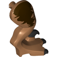 Lego Animal Body Part, Dinosaur, Raptor Leg, Right, with Pin, Dark Brown Markings, Black Claws / Medium Nougat