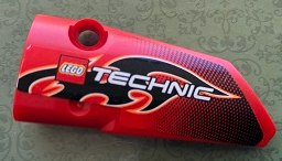 Lego Technic, Panel Fairing # 3 Small Smooth Long, Side A with Black Flames and LEGO Technic Logo Pattern (Sticker) - Set 8051