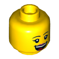 Lego Minifig Head J.B. Watt, Pink Lips, Big Smile / Scared Print / Yellow
