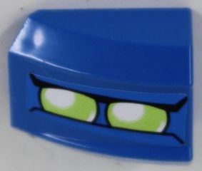 Lego Slope, Curved 2 x 2 Lip with Lime Double Headlights Pattern Model Right Side (Sticker) - Set 8118
