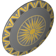 Lego Shield Round Bowed with Sunburst and Gold Trim Print / Dark Bluish Gray