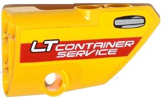 Lego Technic, Panel Fairing # 2 Small Smooth Short, Side B with 'LT CONTAINER SERVICE' and Door Handle Pattern (Sticker) - Set 42024 / Yellow