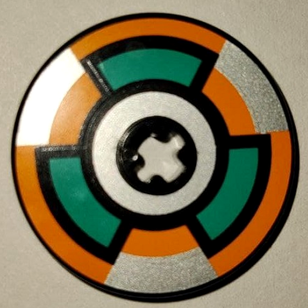 Lego Technic, Disk 3 x 3 with Dark Turquoise, Orange, and Silver Target Pattern (Sticker) - Sets 8305 / 8307 / Black