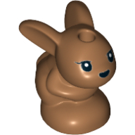 Lego Animal, Rabbit / Bunny, Baby Sitting with Black Eyes and Black Nose Print / Medium Nougat