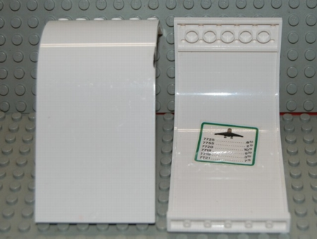 Lego Panel 6 x 6 x 9 Curved Top with Flight Schedule Pattern on Inside (Sticker) - Set 6399 / White