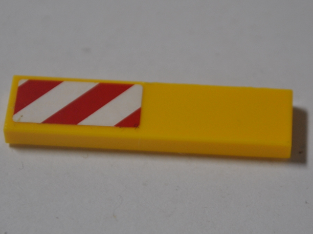 Lego Tile 1 x 4 with Red and White Danger Stripes Pattern (Sticker) - Set 60022 / Yellow