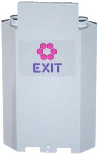 Lego Panel 3 x 3 x 6 Corner Wall without Bottom Indentations with Magenta Hexagons and 'EXIT' Pattern (Sticker) - Set 79119