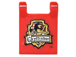 Lego Flag 2 x 2 Square with Flat Edge with 'Gryffindor' and Lion in Shield Pattern (Sticker) - Set 4842 / Red
