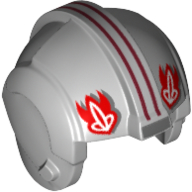 Lego Helmet Rebel Pilot, Center Ridge with Red Symbols, Dark Red Stripes