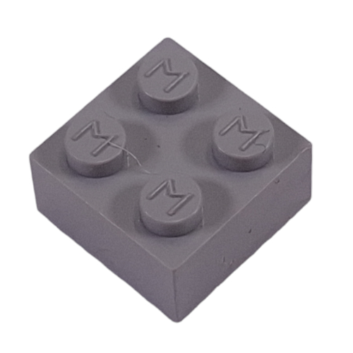 Lego Modulex Brick 2 x 2 with M on Studs / Modulex Clear