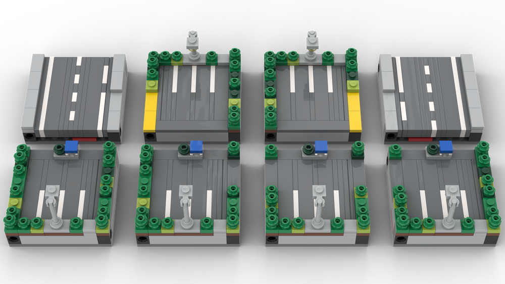 Lego Microscale Road Modules 8x8 Parking Lot Variations