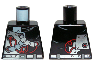 Lego Torso Ninjago with Red Wires and Mechanical Parts Pattern