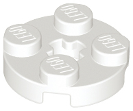 Lego Plate, Round 2 x 2 with Axle Hole / White