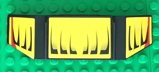 Lego Technic, Panel Car Spoiler 3 x 8 with Three Holes and Black and Red Lines on Yellow Background Pattern (Stickers) - Set 8166