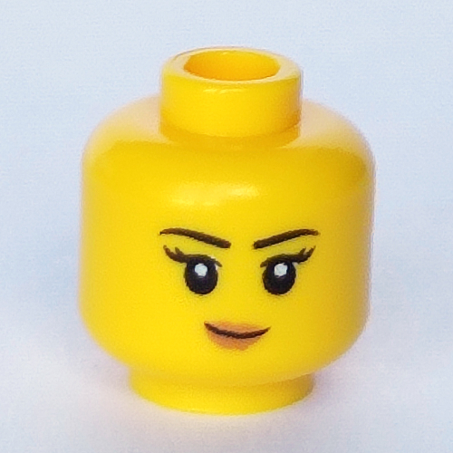 Lego Minifig Head, Pink Lips, Smile / Angry print / Yellow