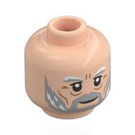 Lego Minifig Head Magneto, White/Light Bluish Grey Thick Eyebrows, Beard, Nougat Wrinkle,, Neutral / Smile