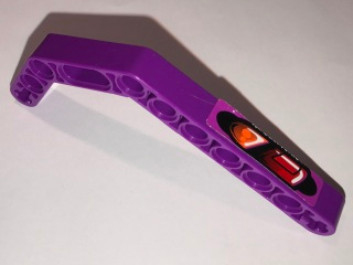 Lego Technic, Liftarm, Modified Bent Thick 1 x 11.5 Double with Taillight Left Pattern (Sticker) - Set 8202