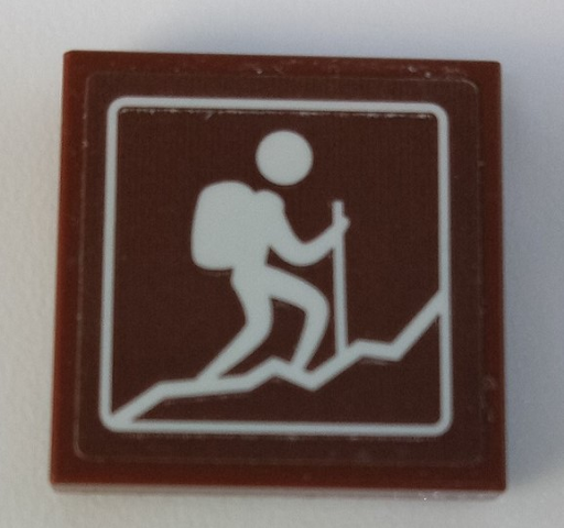Lego Tile 2 x 2 with Sign with Person Hiking up Mountain Pattern (Sticker) - Set 41339