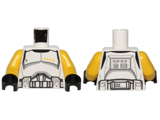 Lego Torso SW Armor Clone Trooper Commander Black Belt and Four Yellow Stars Pattern / Yellow Arms / Black Hands