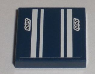 Lego Tile 2 x 2 with White Stripes and '555' Pattern (Sticker) - Set 8194 / Dark Blue